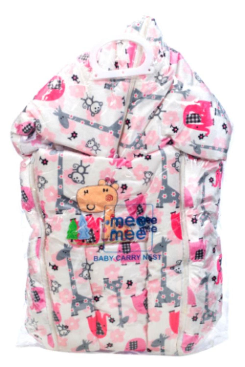 Mee Mee 3 in 1 Baby Carry Nest with Sleeping Bag and Mattress for Babies (Pink) (Pink Giraffe Print)